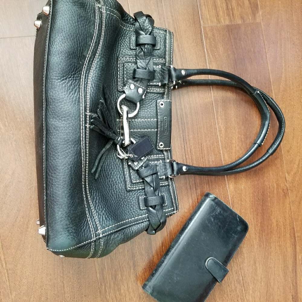 Black coach pocketbook and matching wallet